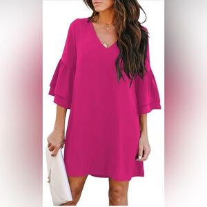 Bell sleeve mini shift dress